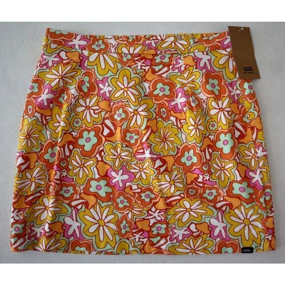 VANS 00039F Women's Sz XS Orange Allover Resort Floral Print Mini Skirt - Picture 1 of 6